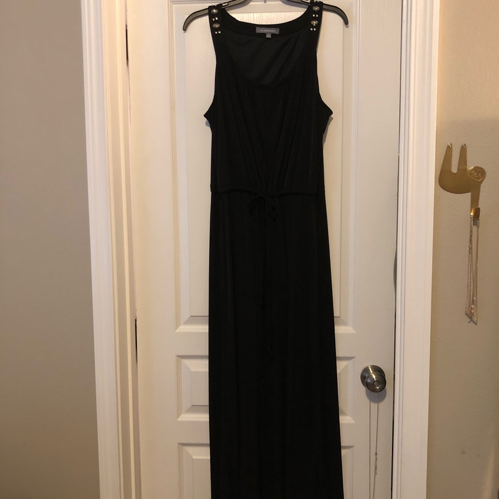 Long black maxi w/ beaded detail and drawstring